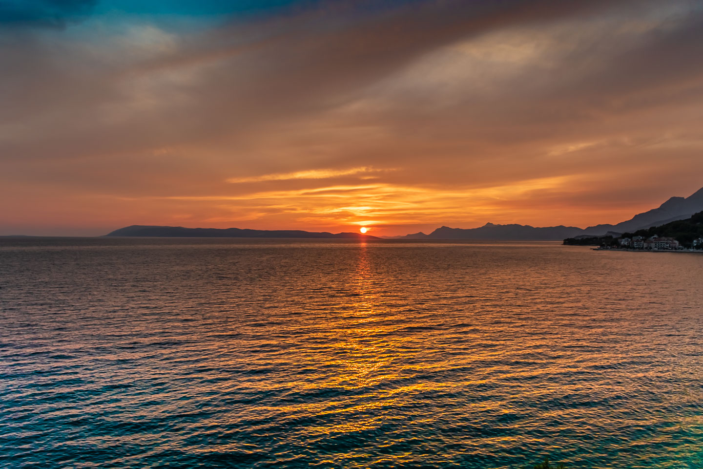 Orange Sunset In Podgora